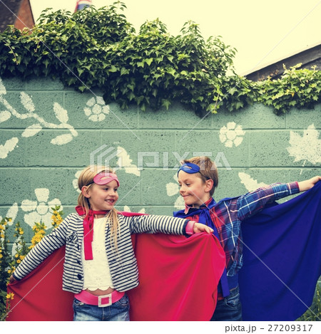 Superheroes Kids Friends Brave Adorable Concept Superheroes Kids Friends Brave Adorable Concept 27209317