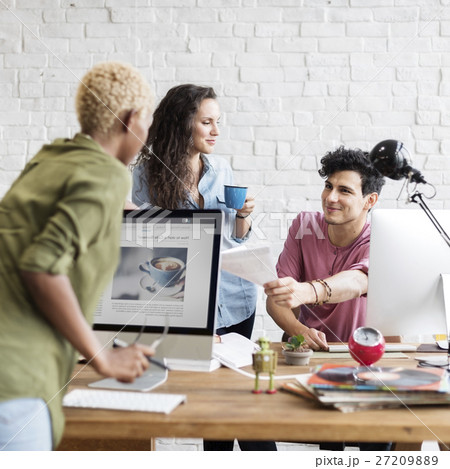 Business Team Brainstorming Workspace Concept Business Team Brainstorming Workspace Concept 27209889