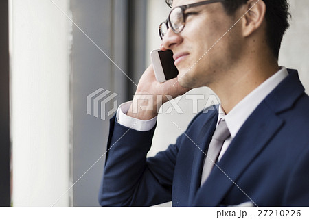 Businessman Smart Leaning Confident Suit Tie Concept 27210226