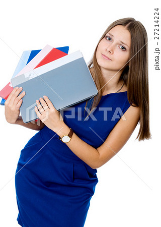 Tired girl with a folder for documents Tired girl with a folder for documents 27214224