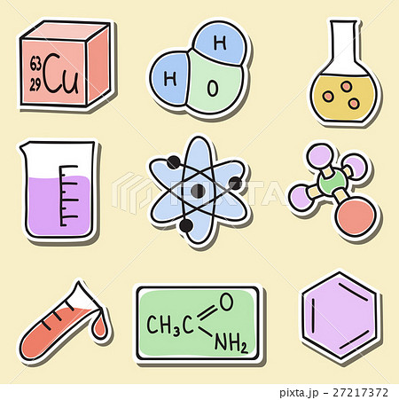 Illustration Of Chemistry Icons Stickersのイラスト素材