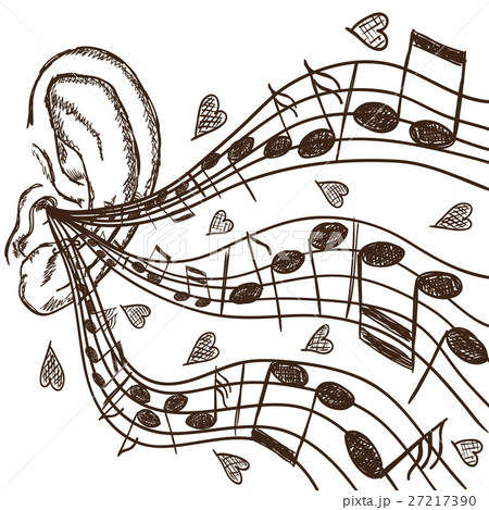 Ear and notes illustration Ear and notes illustration 27217390