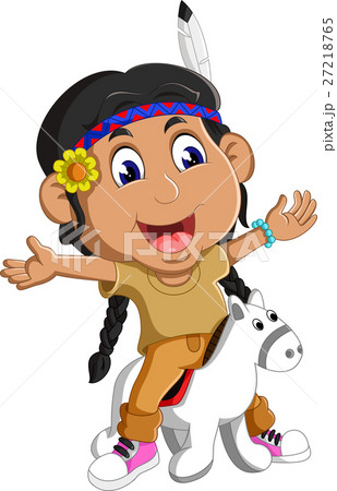 illustrattion of Girl American Indians with horse illustrattion of Girl American Indians with horse 27218765
