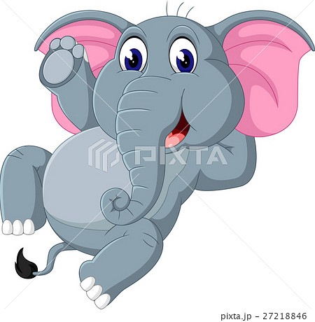 illustration of Cute elephant cartoon sitting - Stock Illustration  [27218846] - PIXTA