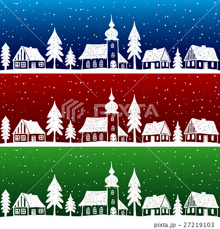 Christmas village with church seamless pattern Christmas village with church seamless pattern 27219103