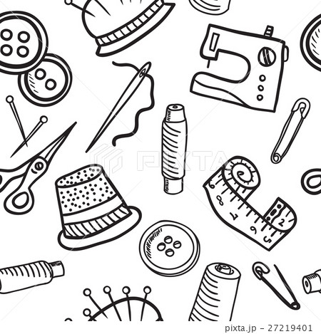 Sewing seamless pattern - hand drawn illustration 27219401