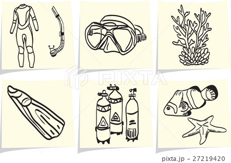 Diving equipment and sea life on memo sticks Diving equipment and sea life on memo sticks 27219420