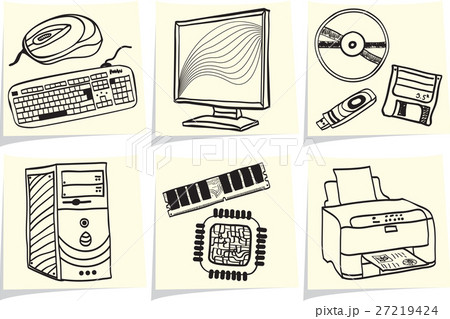 Pc components and peripheral devices sketches Pc components and peripheral devices sketches 27219424