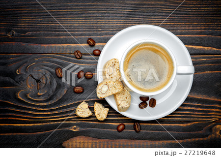 canticcini and coffee on wooden background canticcini and coffee on wooden background 27219648