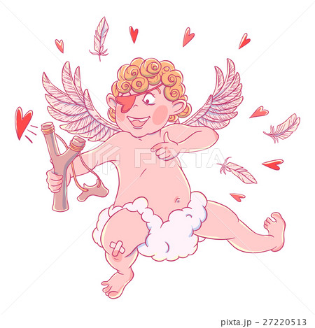 Valentine's day. Funny Cupid with patch on the 27220513