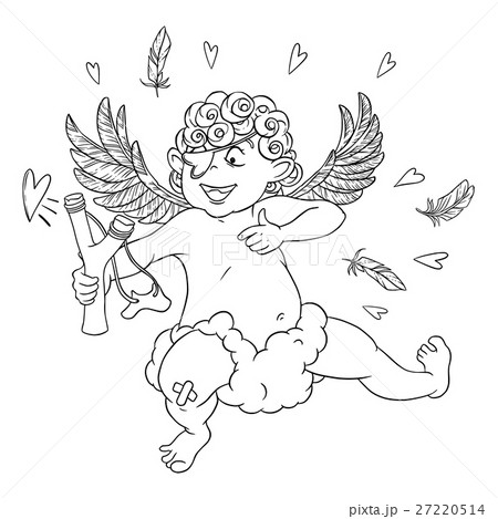 Valentine's day. Funny Cupid with patch on the 27220514