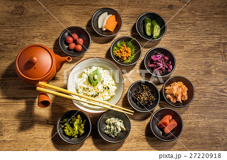 お茶漬けセット boiled rice with tea japanese food お茶漬けセット boiled rice with tea japanese food 27220918