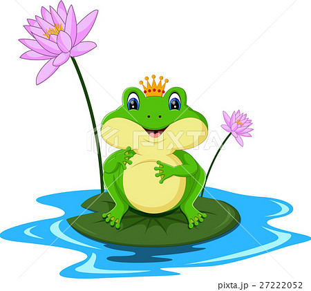 funny Green frog cartoon sitting on a leaf funny Green frog cartoon sitting on a leaf 27222052