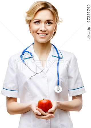 Woman doctor standing on white background Woman doctor standing on white background 27225749