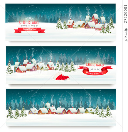 Three christmas holiday landscape banners. Vector. 27226001