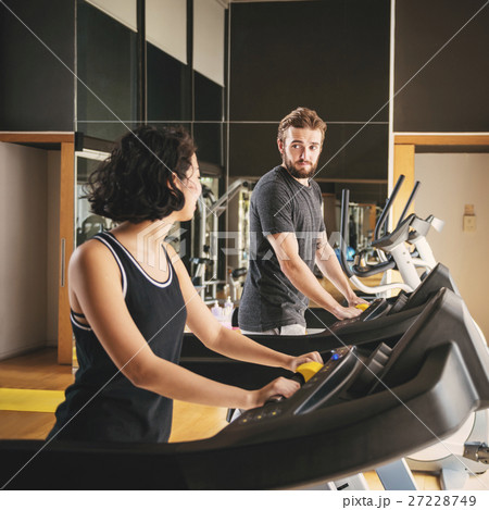 Treadmill Athlete Sporty Healthy Workout Fit Concept 27228749