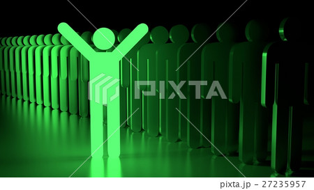 Stand out from the crowd happy glowing green man Stand out from the crowd happy glowing green man 27235957