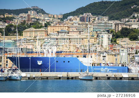 Genoa waterfront and city buildings in bright suns Genoa waterfront and city buildings in bright suns 27236916