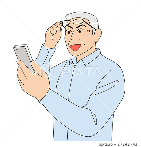 スマートフォンを見る_白髪_年配男性 27242743
