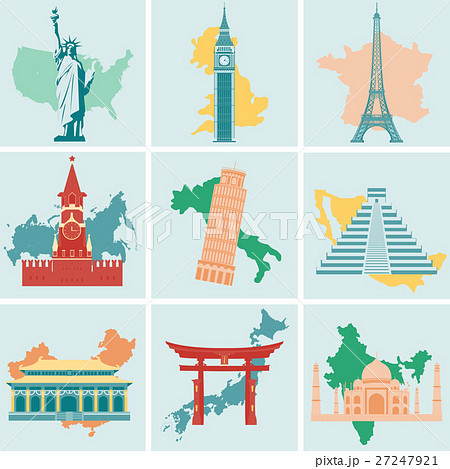 World landmarks flat icon set. Travel and Tourism World landmarks flat icon set. Travel and Tourism 27247921