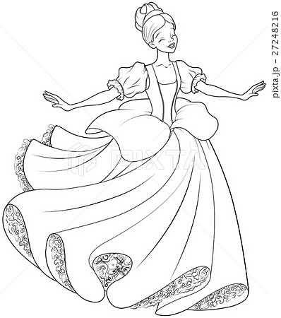 The Ball Dance Of Cinderella Coloring Pageのイラスト素材