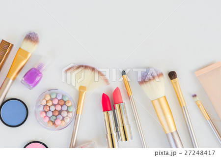 Colorful make up flat lay scene Colorful make up flat lay scene 27248417