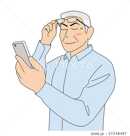 スマートフォンを見る_白髪_年配男性 27248487