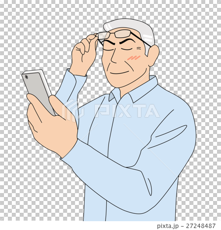 スマートフォンを見る_白髪_年配男性 27248487