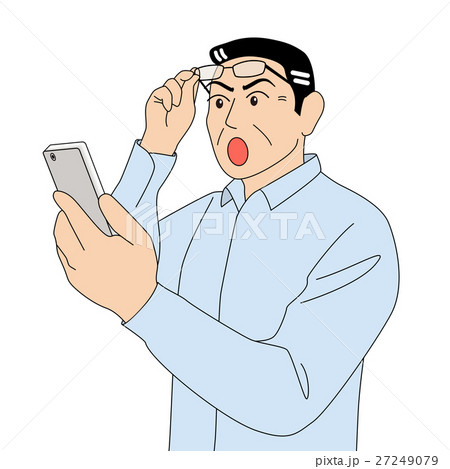 スマートフォンを見る_黒髪_年配男性 スマートフォンを見る_黒髪_年配男性 27249079