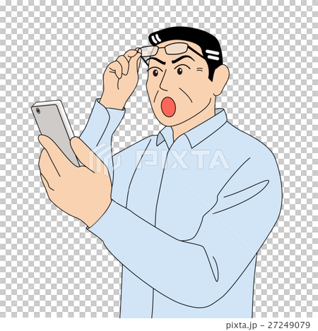 スマートフォンを見る_黒髪_年配男性 スマートフォンを見る_黒髪_年配男性 27249079