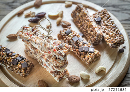 Granola bars with dried berries and chocolate Granola bars with dried berries and chocolate 27251685