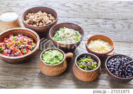 Ingredients for chicken burrito bowl 27251975