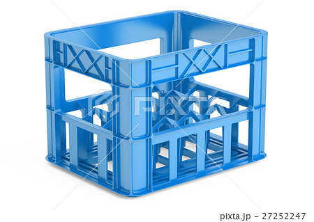 empty blue plastic storage box, crate for bottles 27252247
