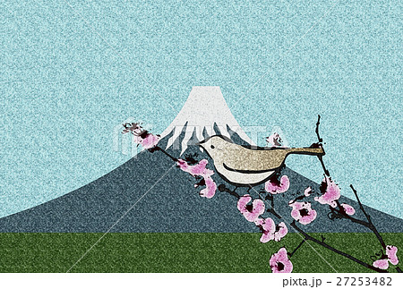 梅に鶯　富士山 27253482