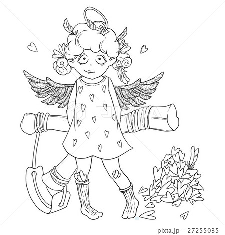 Valentine's day. Naughty cute curly Cupid-girl 27255035