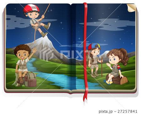 Book with kids camping in park Book with kids camping in park 27257841
