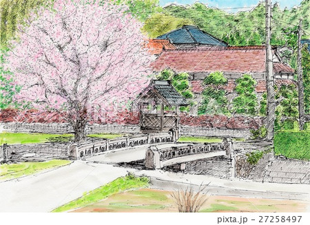 桜と地蔵堂 27258497