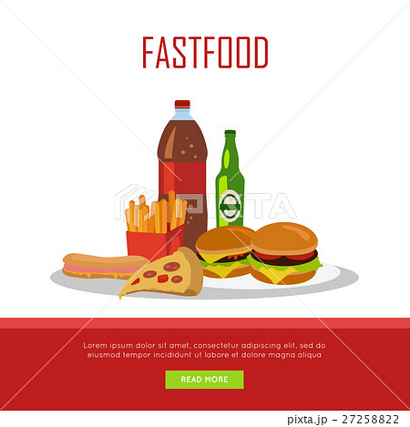 Fast Food Banner Isolated on White Background - Stock Illustration  [27258822] - PIXTA