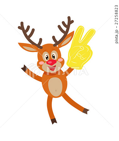 Deer in Glove with Victory Sign Isolated on White. Deer in Glove with Victory Sign Isolated on White. 27258823