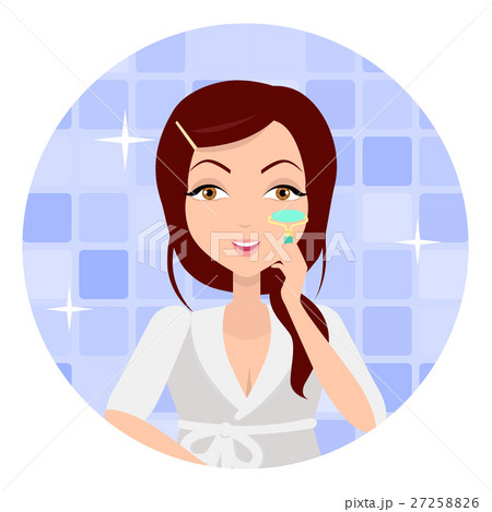 Girl Making Make up with Eyelash Curlers. Vector 27258826