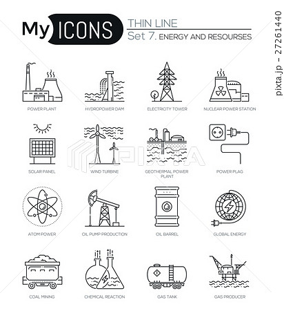 Modern thin line icons set of energy and resources 27261440