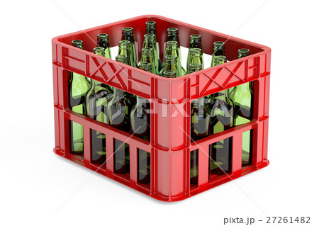plastic storage box, crate with empty  bottles plastic storage box, crate with empty  bottles 27261482