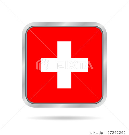 Flag of Switzerland. Metallic gray square button. Flag of Switzerland. Metallic gray square button. 27262262