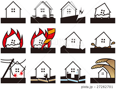 地震災害のイラスト素材