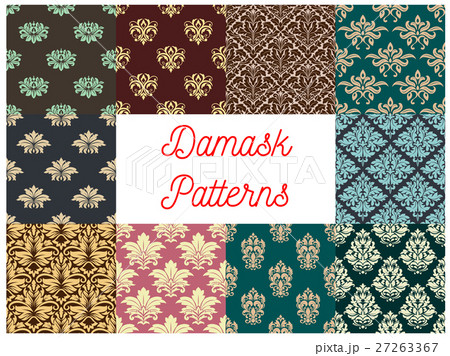 Damask flowery ornate seamless patterns set 27263367