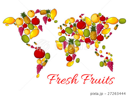 World map of vector fresh fruits World map of vector fresh fruits 27263444