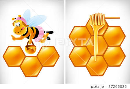 vector cartoon Honey dipper with bee 27266026