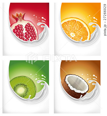 milk splash with pomegranate, orange,kiwi, coconut 27266029