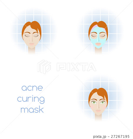 Illustration of face care - using acne curing mask 27267195