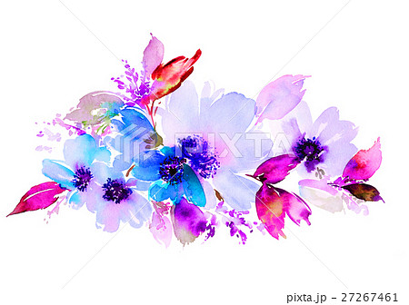 Flowers Watercolor Illustrationのイラスト素材